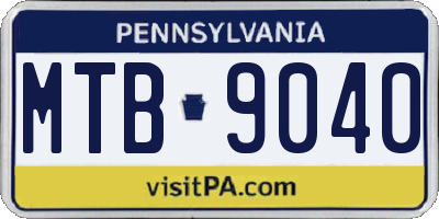 PA license plate MTB9040