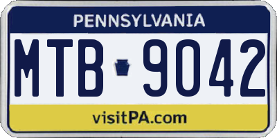 PA license plate MTB9042