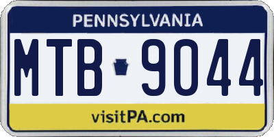 PA license plate MTB9044