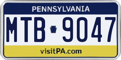 PA license plate MTB9047