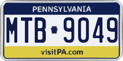PA license plate MTB9049