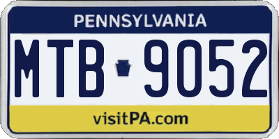 PA license plate MTB9052