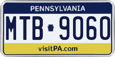 PA license plate MTB9060