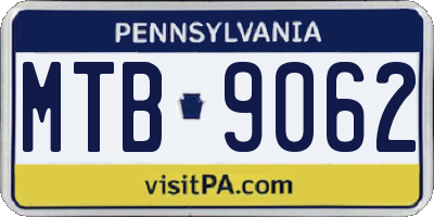 PA license plate MTB9062