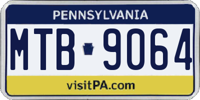PA license plate MTB9064
