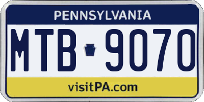 PA license plate MTB9070