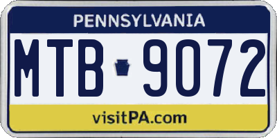 PA license plate MTB9072