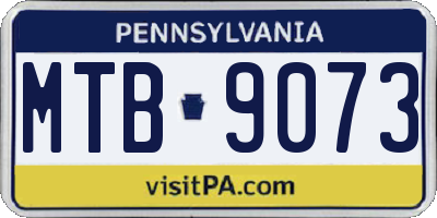 PA license plate MTB9073