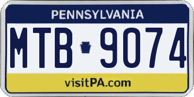 PA license plate MTB9074