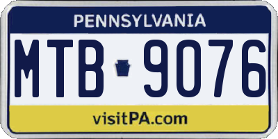 PA license plate MTB9076