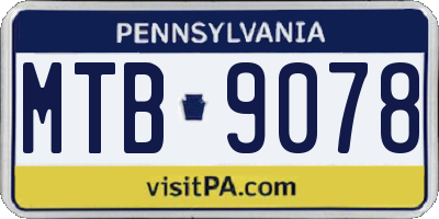 PA license plate MTB9078
