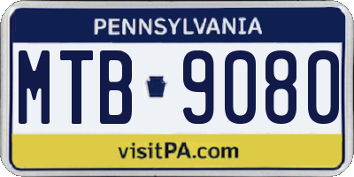 PA license plate MTB9080