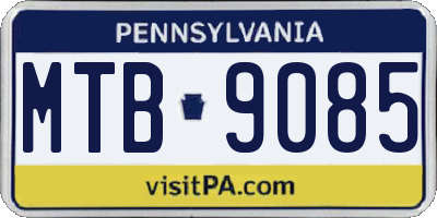PA license plate MTB9085