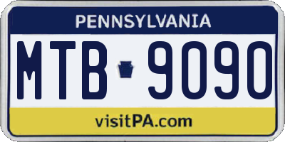 PA license plate MTB9090