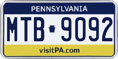 PA license plate MTB9092