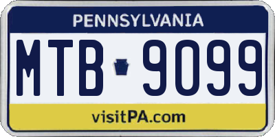 PA license plate MTB9099