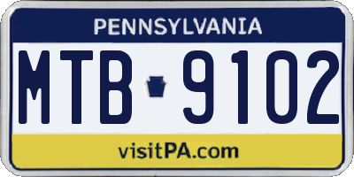 PA license plate MTB9102