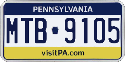 PA license plate MTB9105