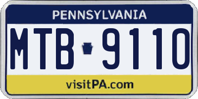 PA license plate MTB9110