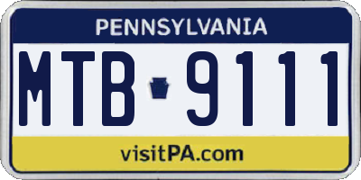 PA license plate MTB9111