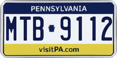 PA license plate MTB9112