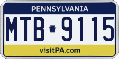 PA license plate MTB9115