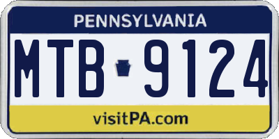 PA license plate MTB9124