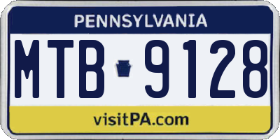 PA license plate MTB9128
