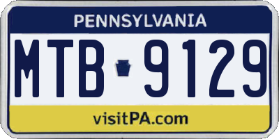 PA license plate MTB9129