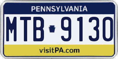 PA license plate MTB9130