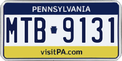 PA license plate MTB9131