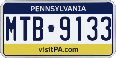 PA license plate MTB9133