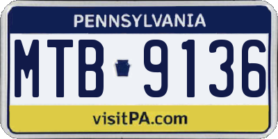 PA license plate MTB9136