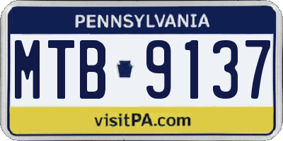 PA license plate MTB9137