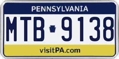 PA license plate MTB9138