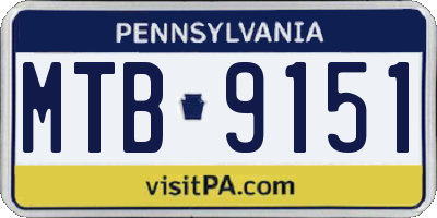 PA license plate MTB9151