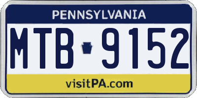 PA license plate MTB9152