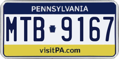 PA license plate MTB9167