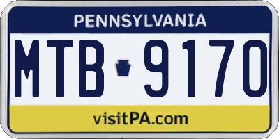 PA license plate MTB9170