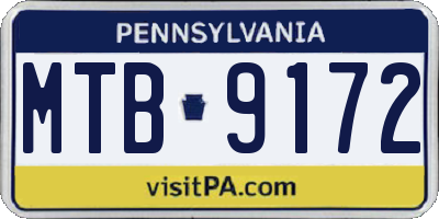 PA license plate MTB9172