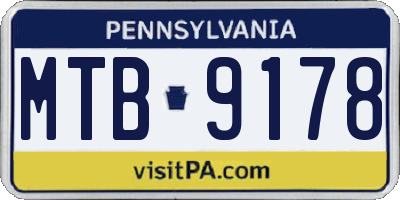 PA license plate MTB9178