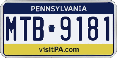 PA license plate MTB9181