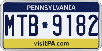 PA license plate MTB9182