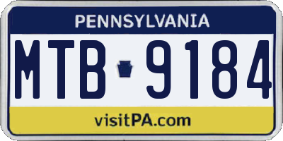 PA license plate MTB9184
