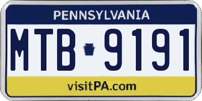 PA license plate MTB9191