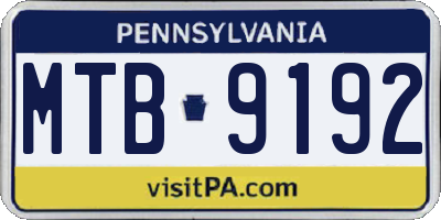 PA license plate MTB9192