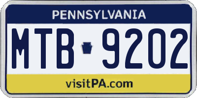 PA license plate MTB9202