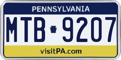 PA license plate MTB9207