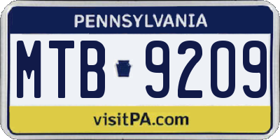PA license plate MTB9209