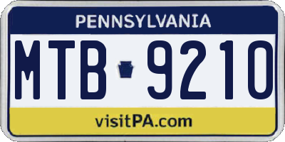 PA license plate MTB9210